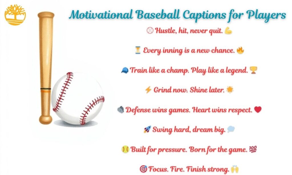 Motivational Baseball Captions for Players